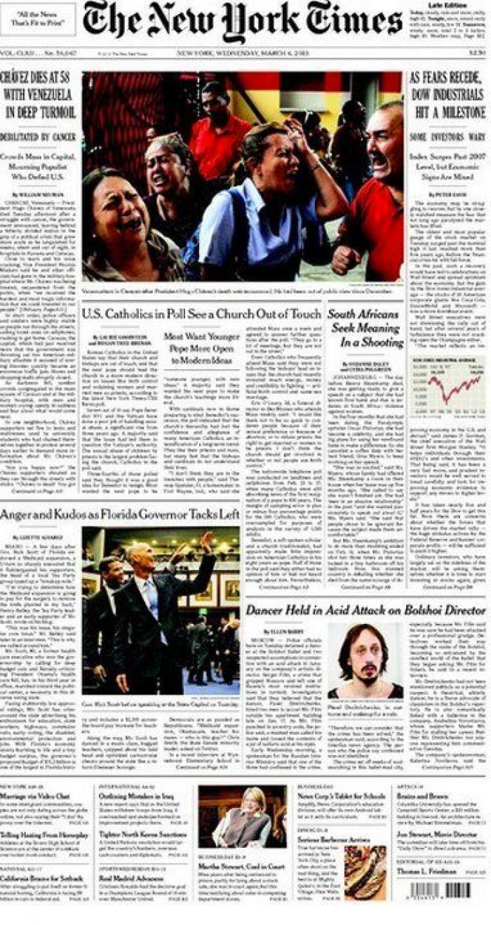 Muerte de Chávez en la prensa internacional: portadas y obituarios (FOTOS)