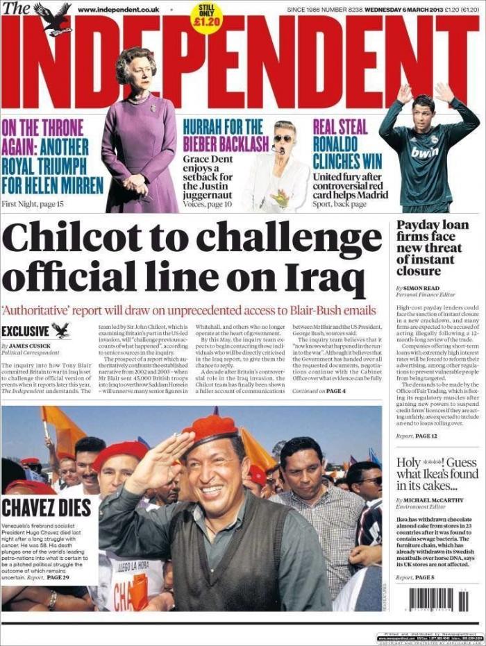 Muerte de Chávez en la prensa internacional: portadas y obituarios (FOTOS)