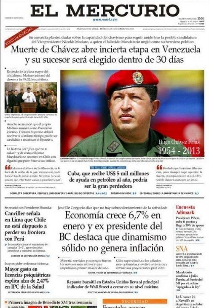 Muerte de Chávez en la prensa internacional: portadas y obituarios (FOTOS)