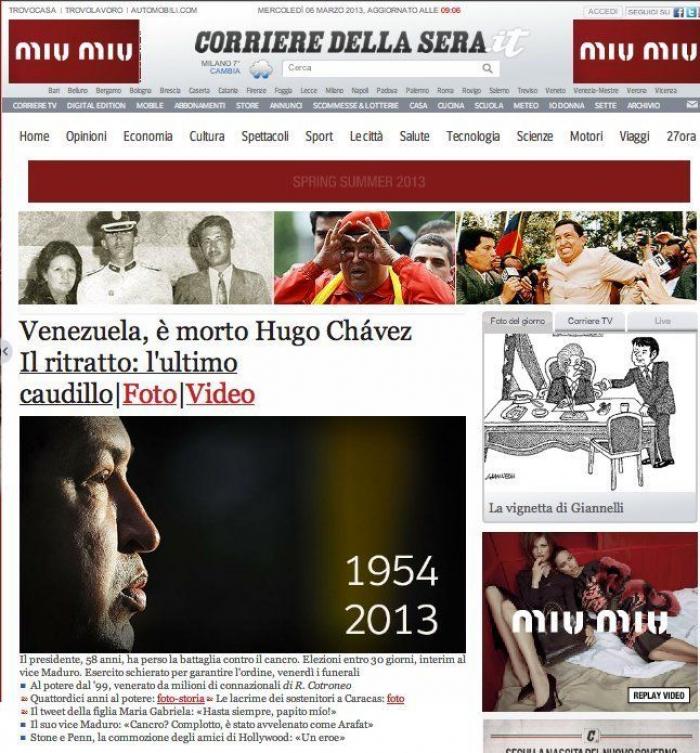 Muerte de Chávez en la prensa internacional: portadas y obituarios (FOTOS)