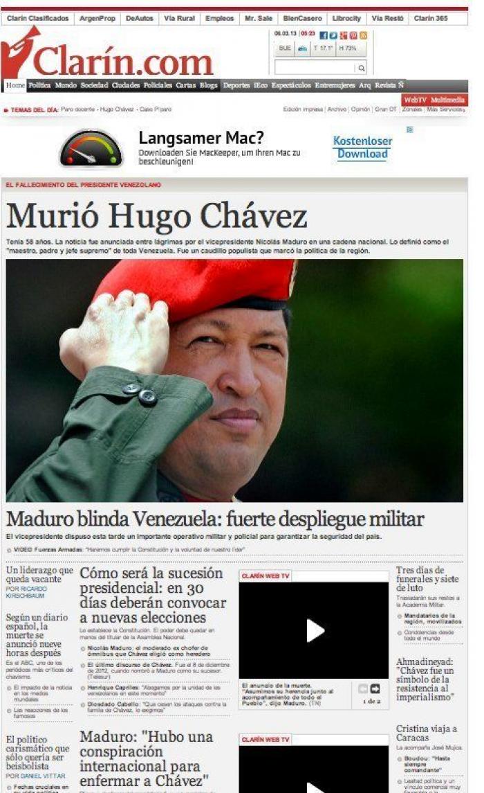 Muerte de Chávez en la prensa internacional: portadas y obituarios (FOTOS)