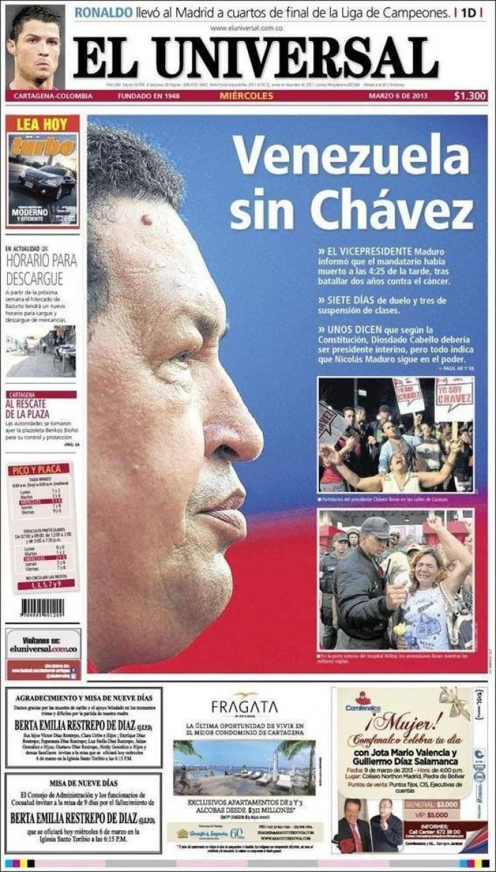 Muerte de Chávez en la prensa internacional: portadas y obituarios (FOTOS)