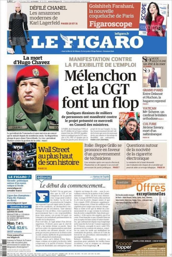 Muerte de Chávez en la prensa internacional: portadas y obituarios (FOTOS)