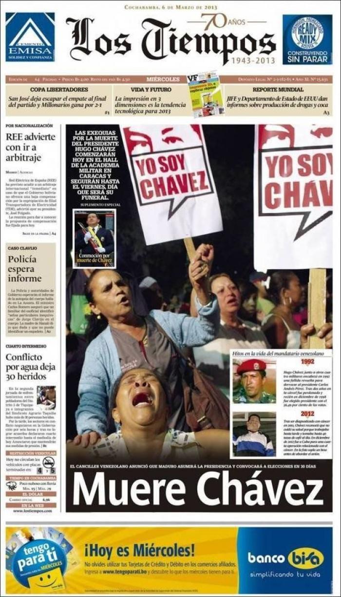 Muerte de Chávez en la prensa internacional: portadas y obituarios (FOTOS)