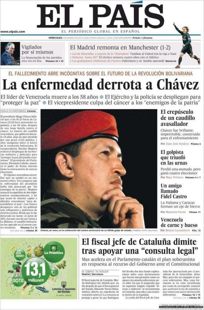 Así ve la prensa nacional la muerte de Hugo Chávez (FOTOS)