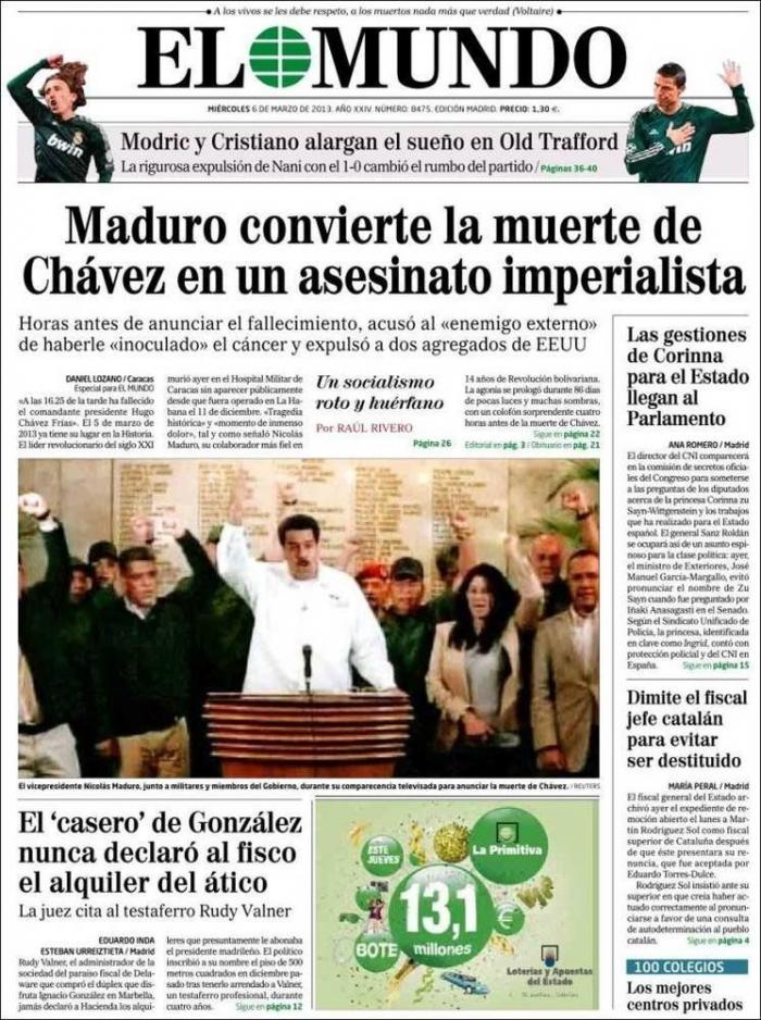 Así ve la prensa nacional la muerte de Hugo Chávez (FOTOS)