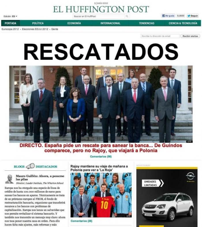 Recordatorio para Rajoy: las portadas del rescate