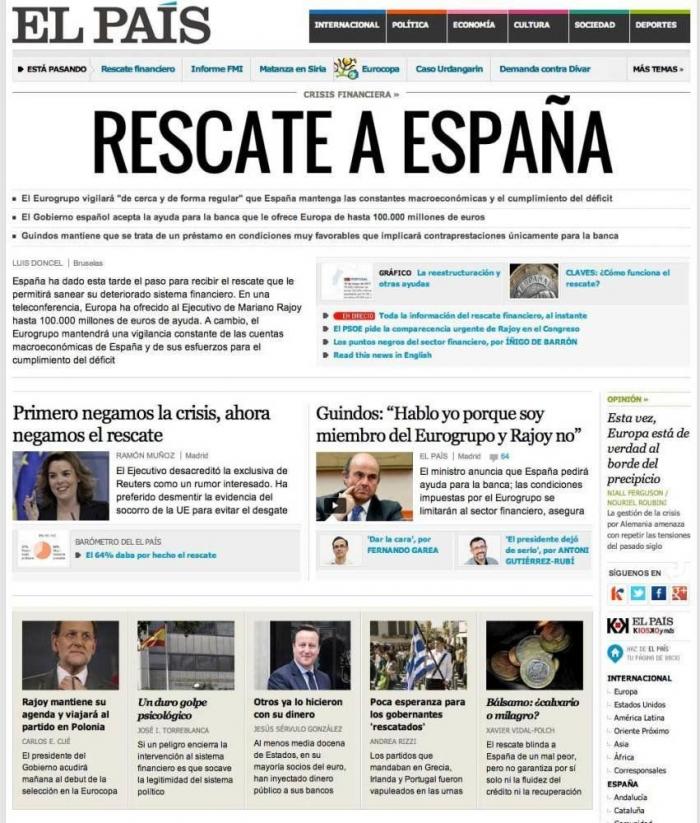 Recordatorio para Rajoy: las portadas del rescate