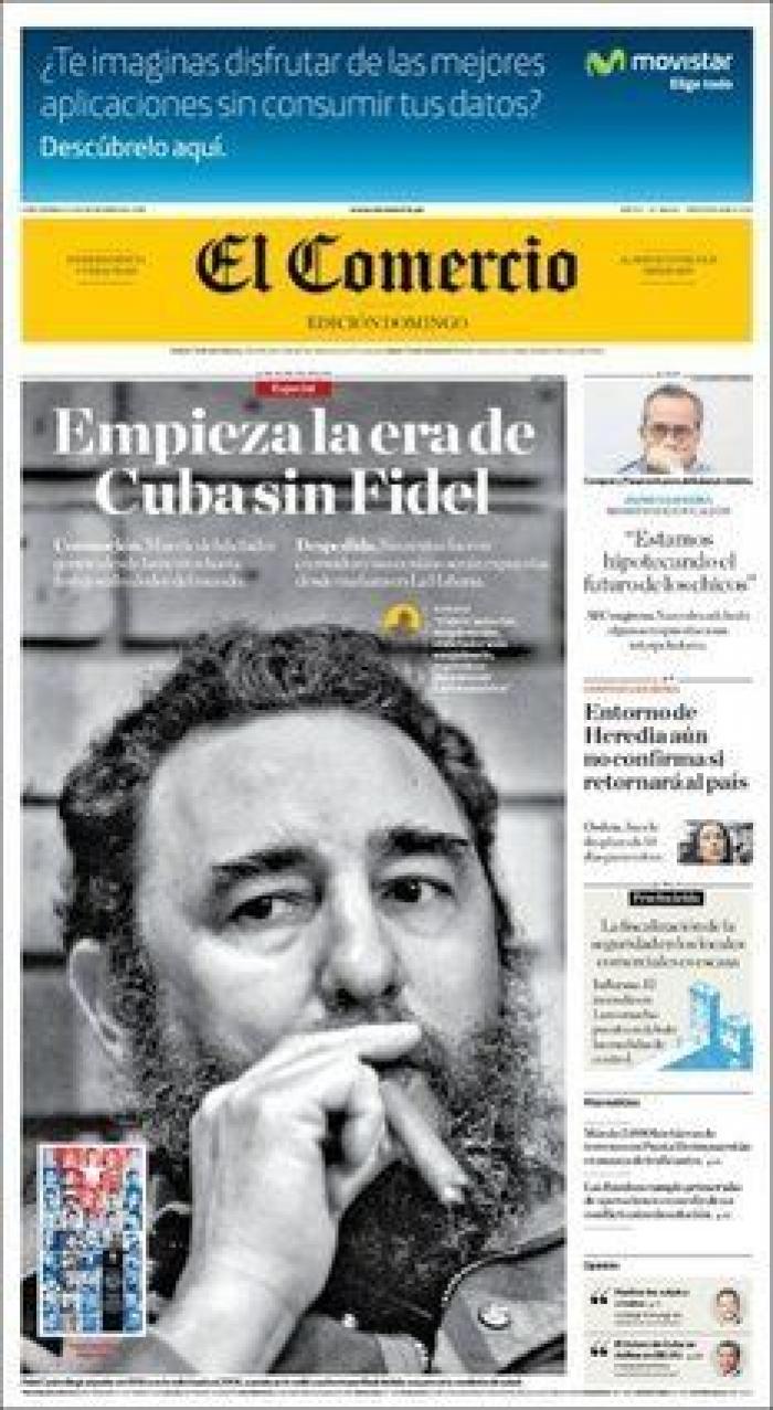 La muerte de Fidel, en los periódicos