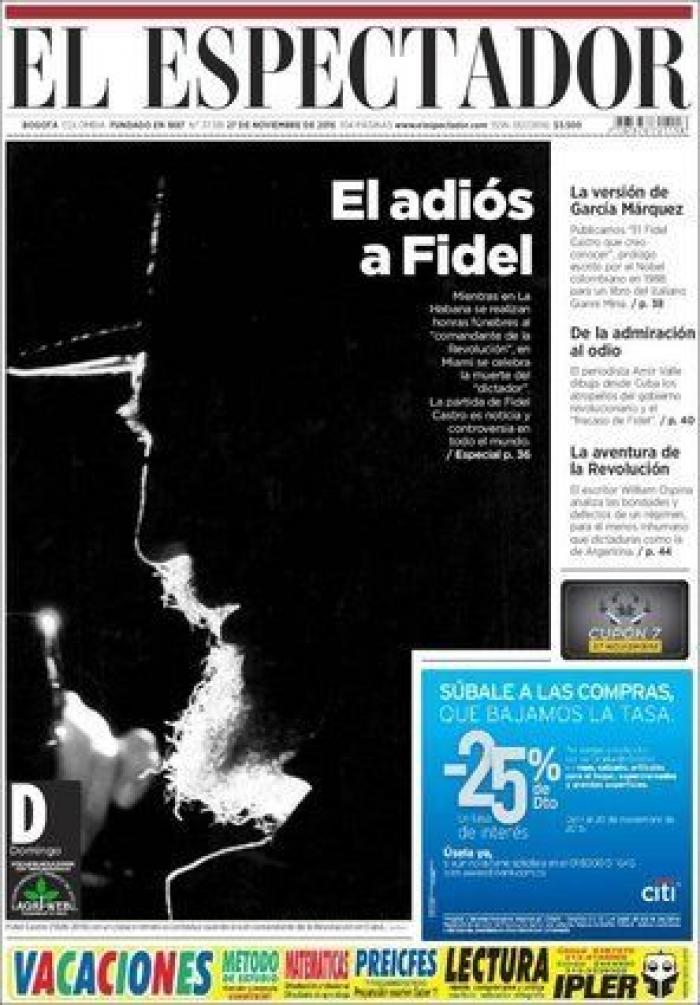La muerte de Fidel, en los periódicos