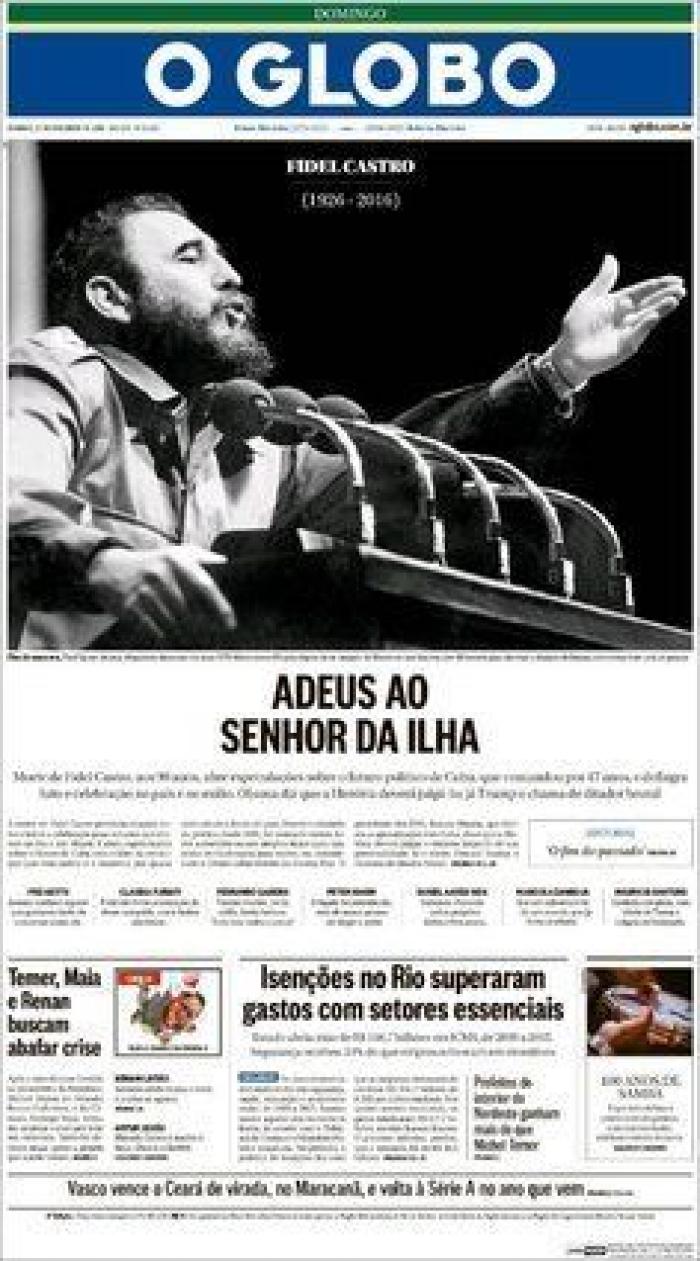 La muerte de Fidel, en los periódicos