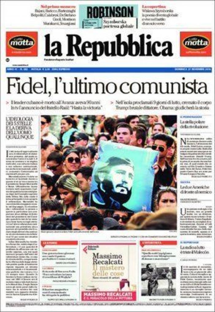 La muerte de Fidel, en los periódicos
