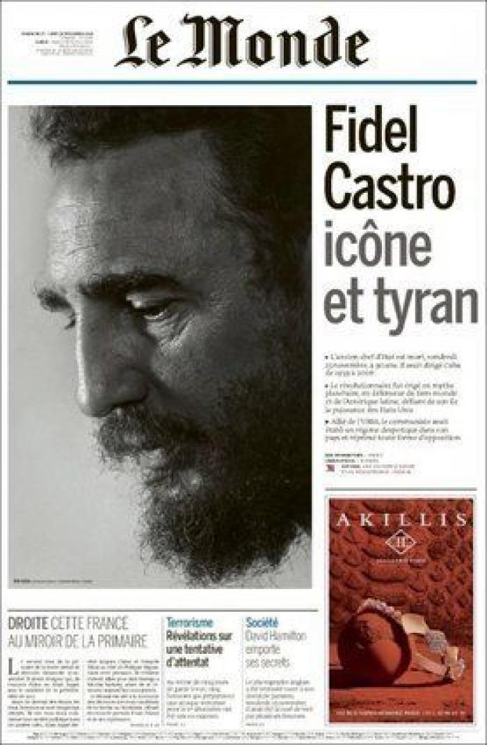 La muerte de Fidel, en los periódicos