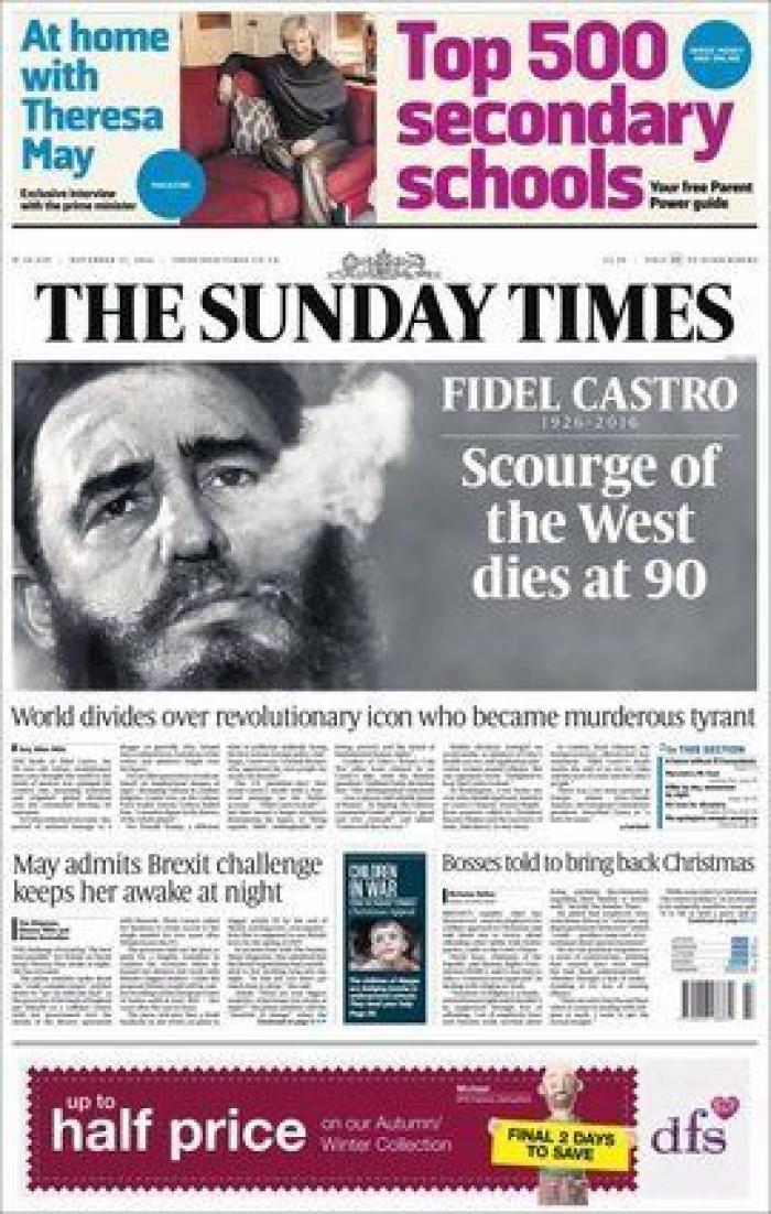 La muerte de Fidel, en los periódicos