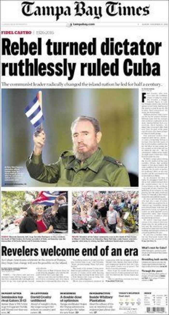 La muerte de Fidel, en los periódicos