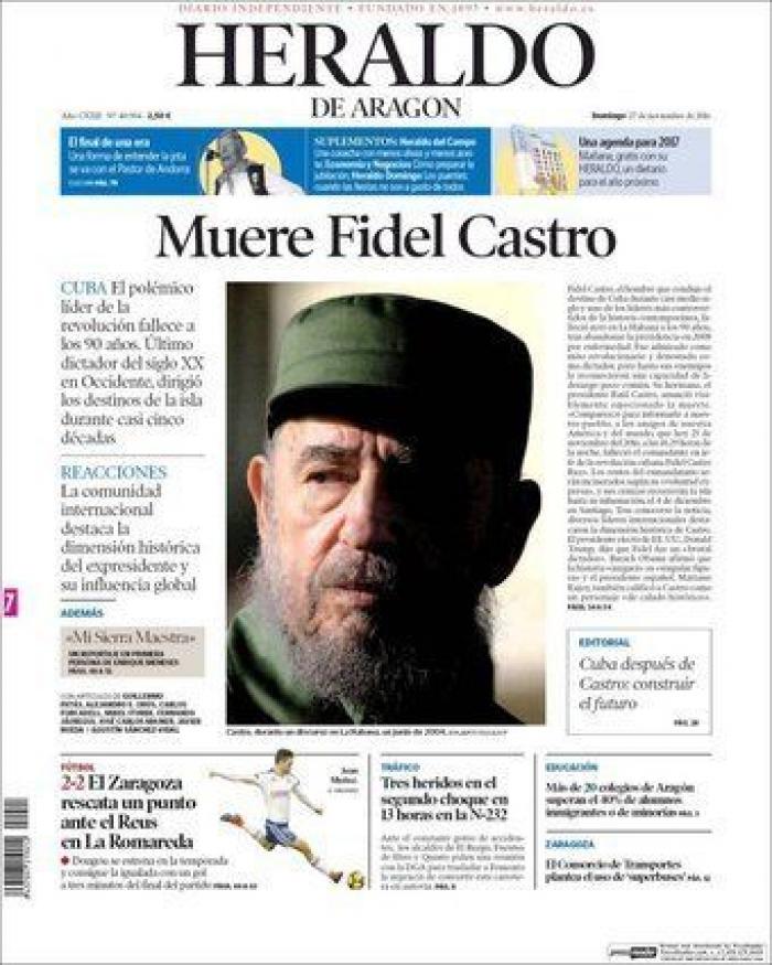 La muerte de Fidel, en los periódicos
