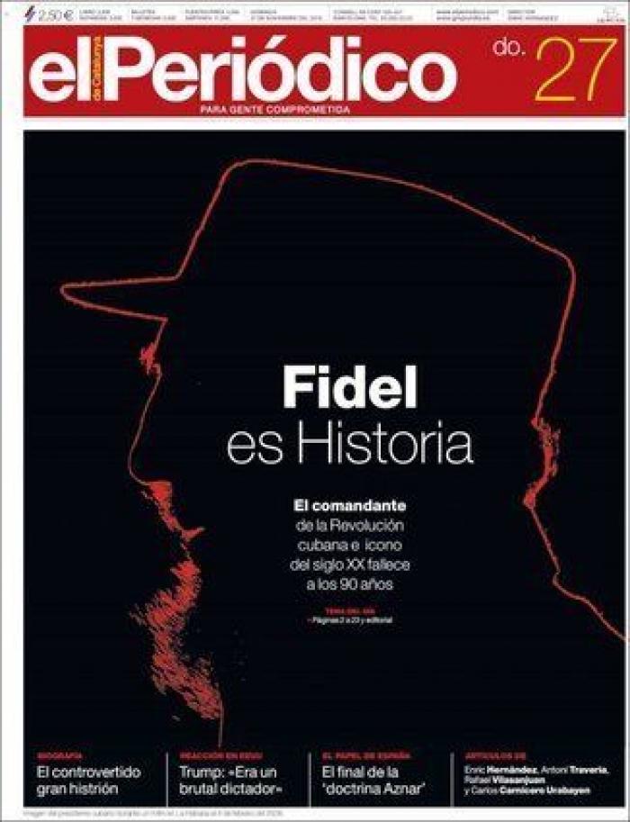 La muerte de Fidel, en los periódicos