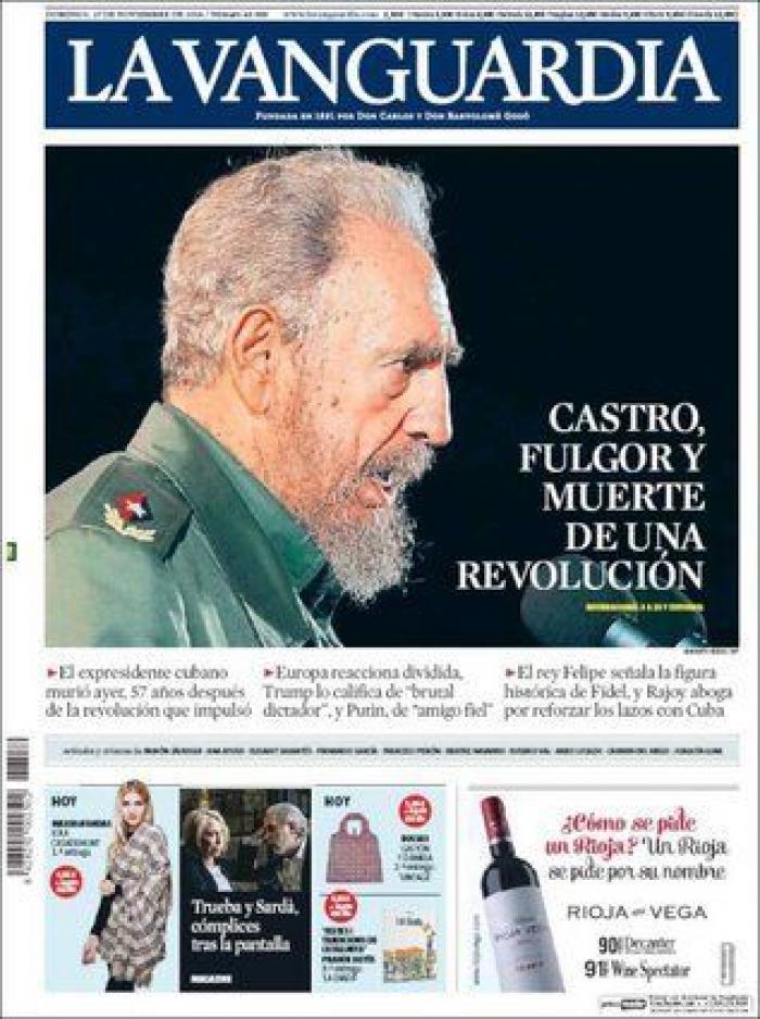 La muerte de Fidel, en los periódicos