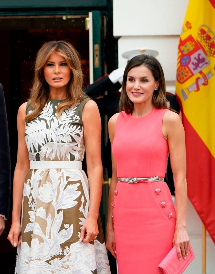 La reina Letizia, con un vestido idéntico a uno de Melania para el encuentro con los Trump