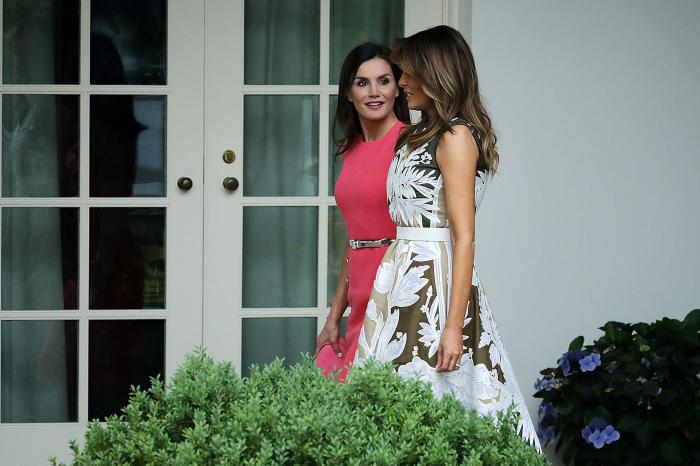 La reina Letizia, con un vestido idéntico a uno de Melania para el encuentro con los Trump