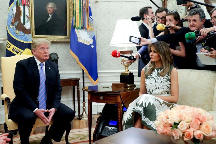 La reina Letizia, con un vestido idéntico a uno de Melania para el encuentro con los Trump