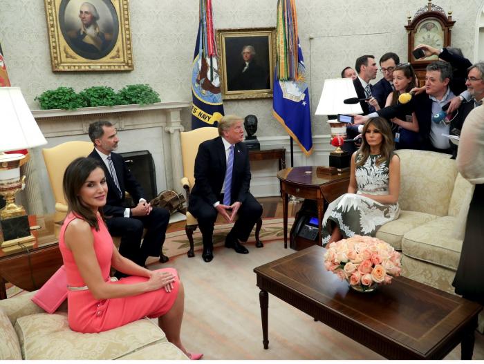 La reina Letizia, con un vestido idéntico a uno de Melania para el encuentro con los Trump