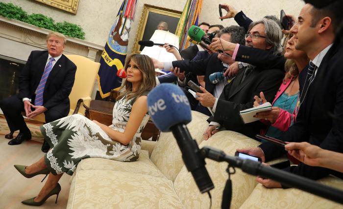 La reina Letizia, con un vestido idéntico a uno de Melania para el encuentro con los Trump