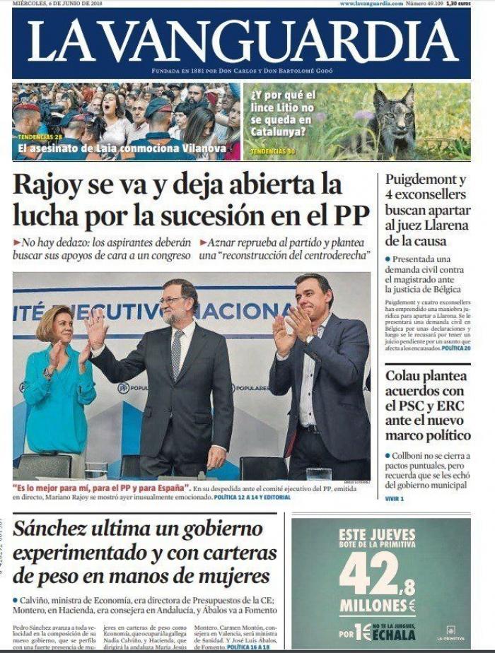 El vacío que deja Rajoy en el PP protagoniza las portadas de este miércoles