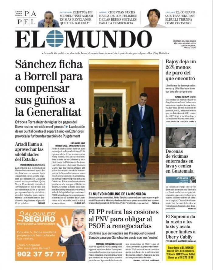 Borrel en Exteriores (y el cabreo independentista por ello) copa las portadas