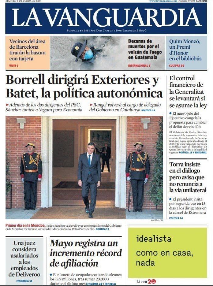 Borrel en Exteriores (y el cabreo independentista por ello) copa las portadas