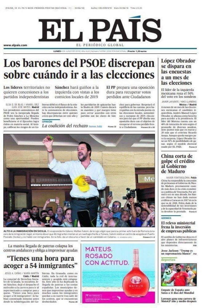 El cabreo del PP con el PNV domina las portadas del lunes 4 de junio