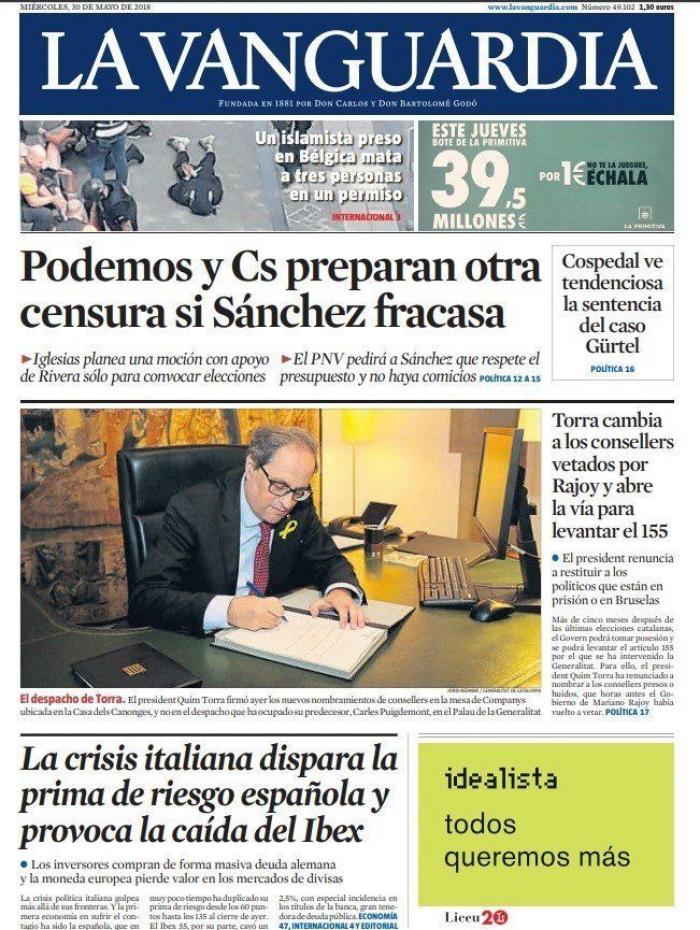Estas son las portadas del miércoles 30 de mayo