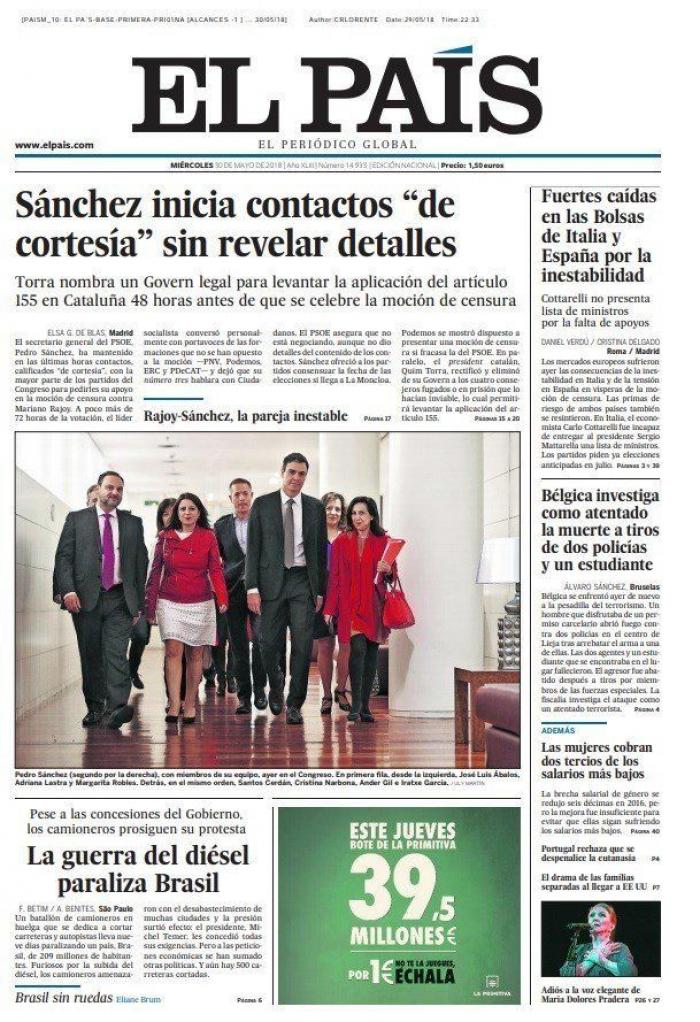 Estas son las portadas del miércoles 30 de mayo