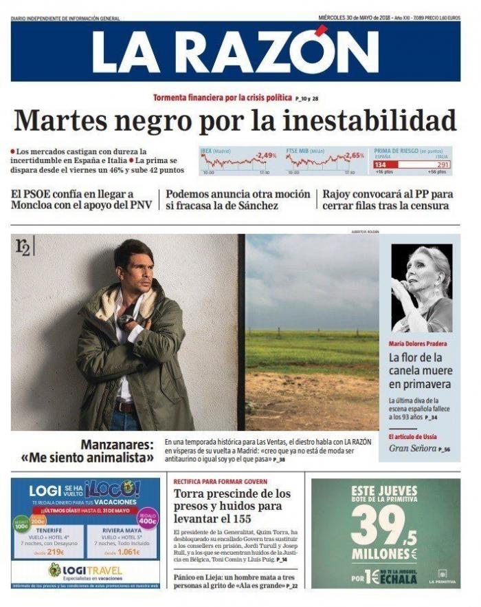 Estas son las portadas del miércoles 30 de mayo