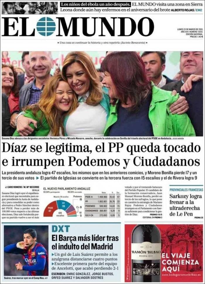 Las portadas de la victoria del PSOE en Andalucía