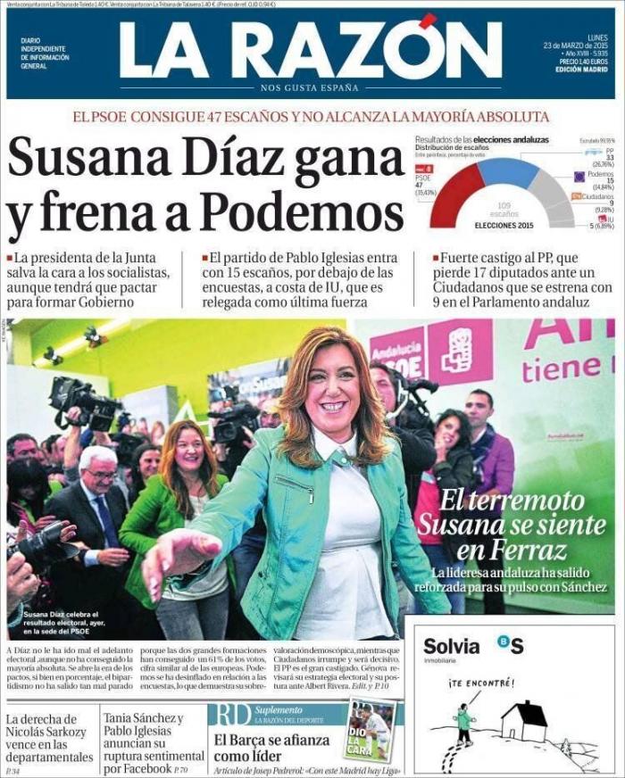 Las portadas de la victoria del PSOE en Andalucía