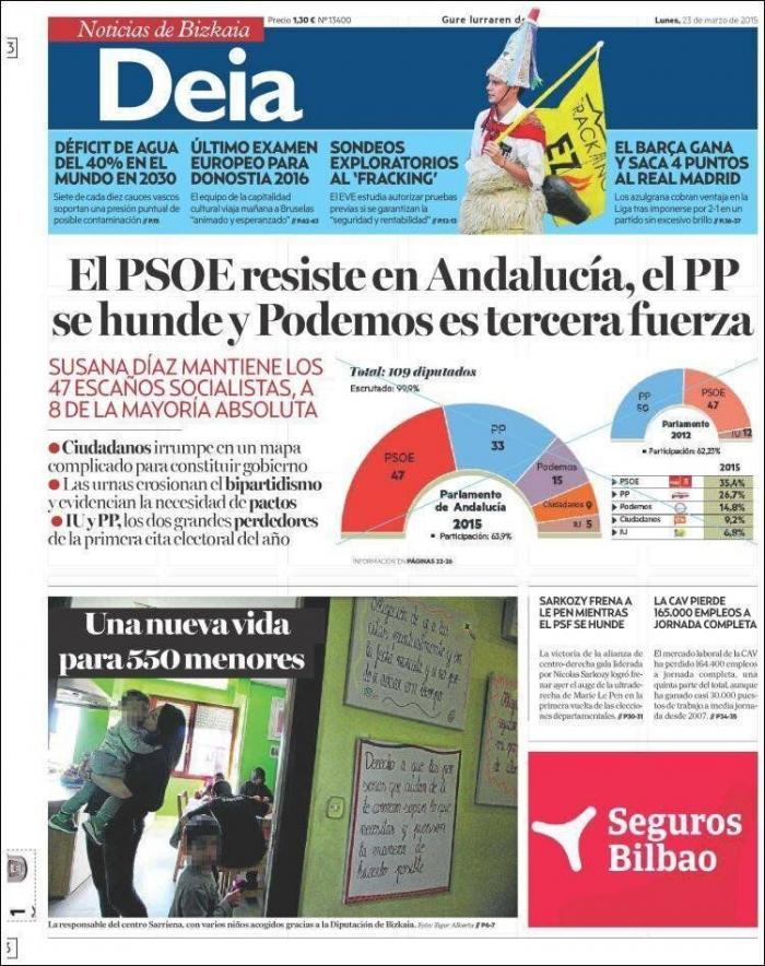 Las portadas de la victoria del PSOE en Andalucía
