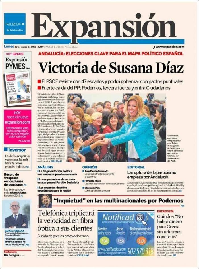 Las portadas de la victoria del PSOE en Andalucía