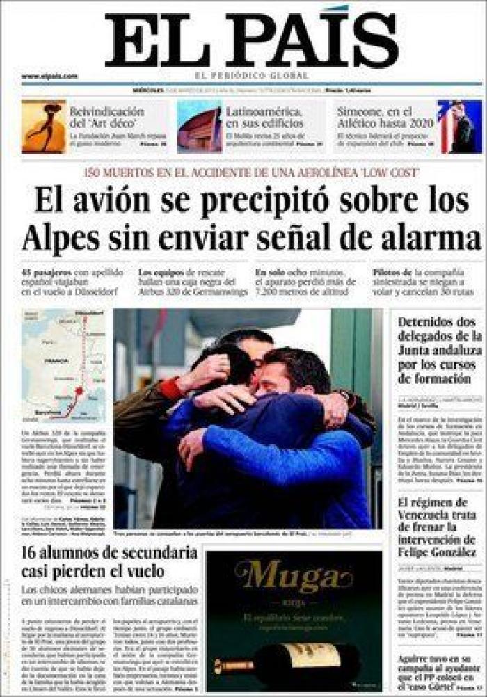 Accidente de Germanwings: las portadas sobre la catástrofe aérea (FOTOS)