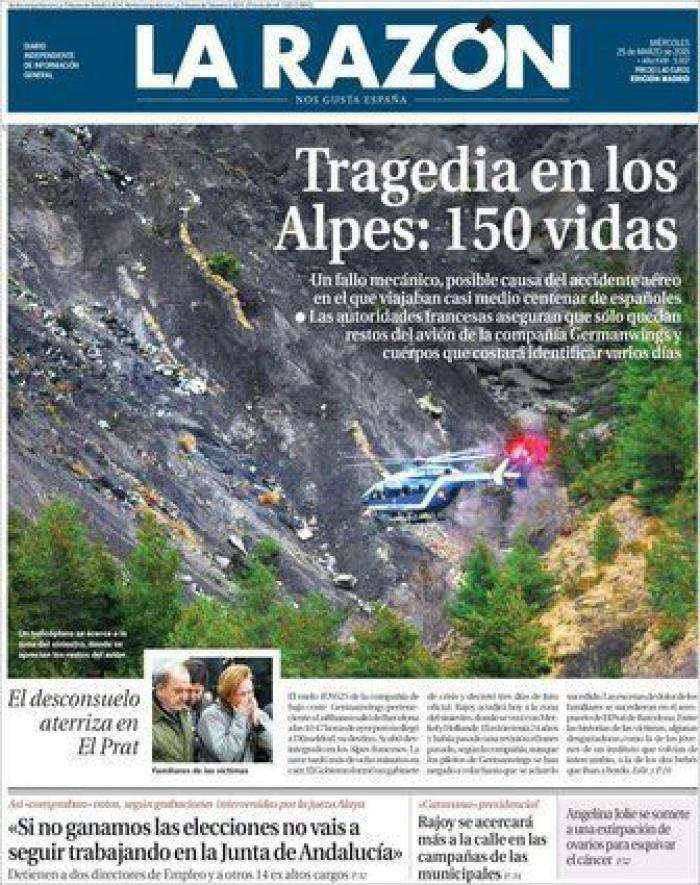Accidente de Germanwings: las portadas sobre la catástrofe aérea (FOTOS)