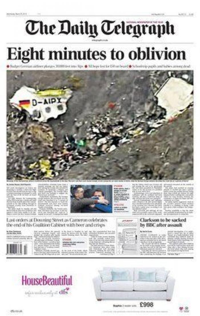 Accidente de Germanwings: las portadas sobre la catástrofe aérea (FOTOS)