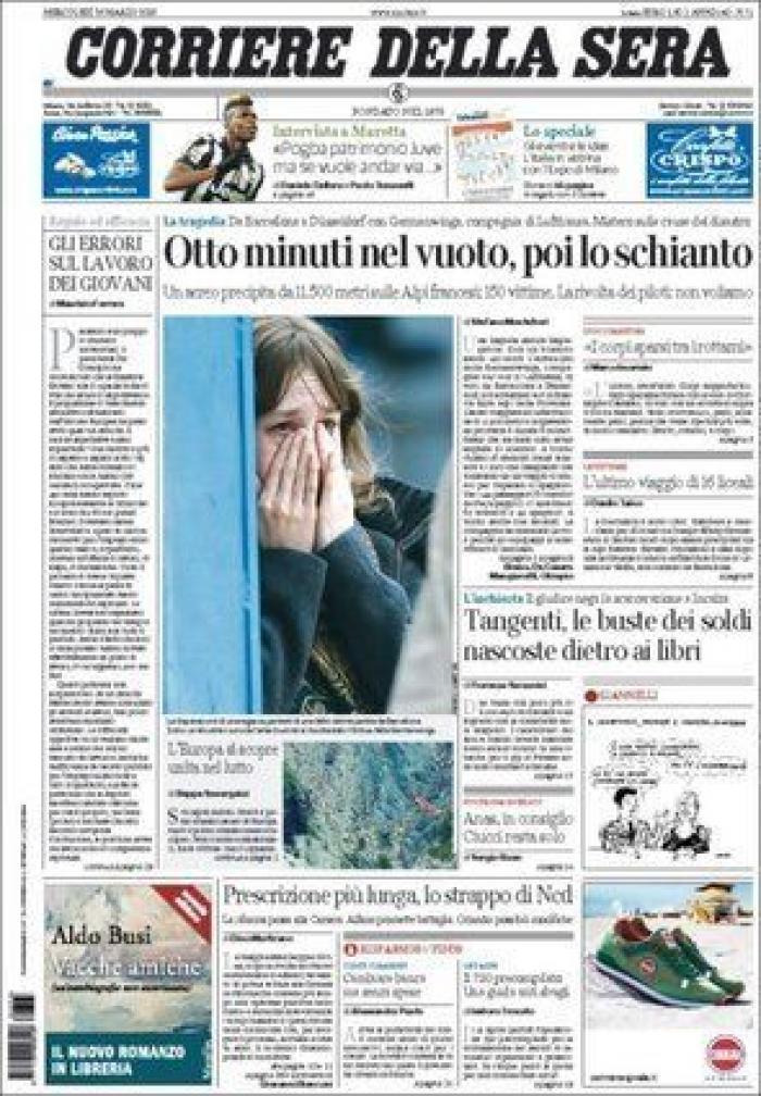 Accidente de Germanwings: las portadas sobre la catástrofe aérea (FOTOS)