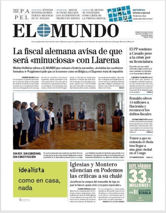 Estas son las portadas del viernes 18 de mayo