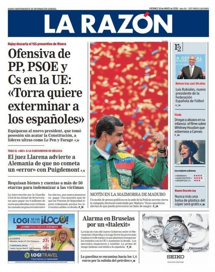 Estas son las portadas del viernes 18 de mayo