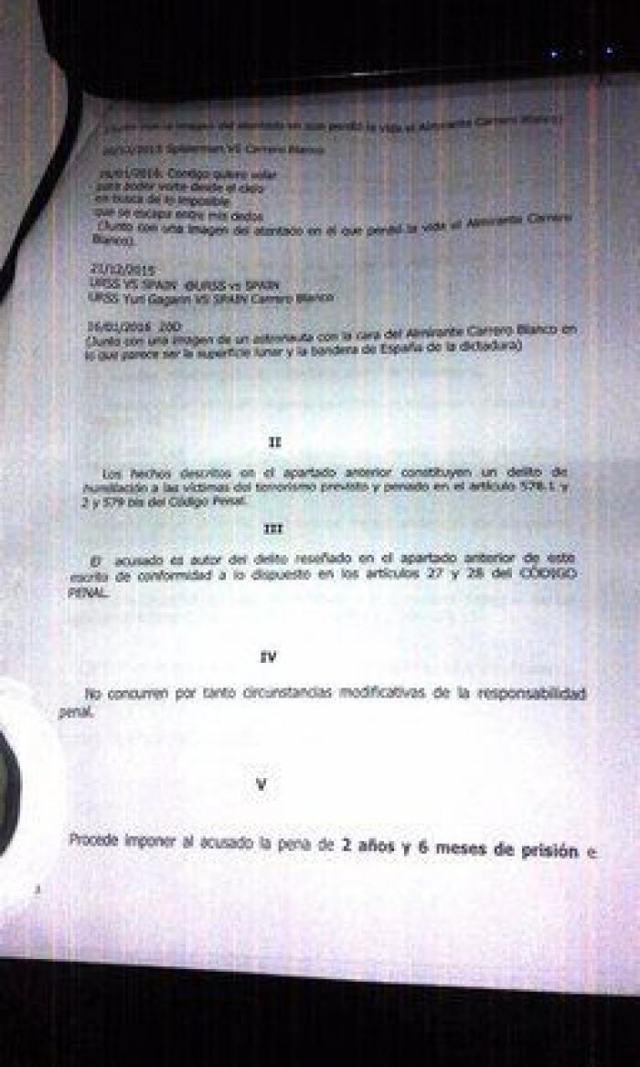 Le piden 2 años y 6 meses de cárcel por chistes sobre Carrero Blanco