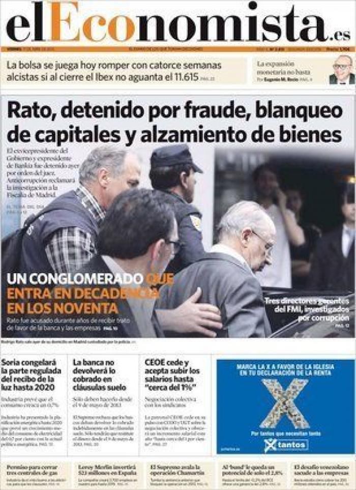 El juez ordena el bloqueo de todas las cuentas de Rodrigo Rato