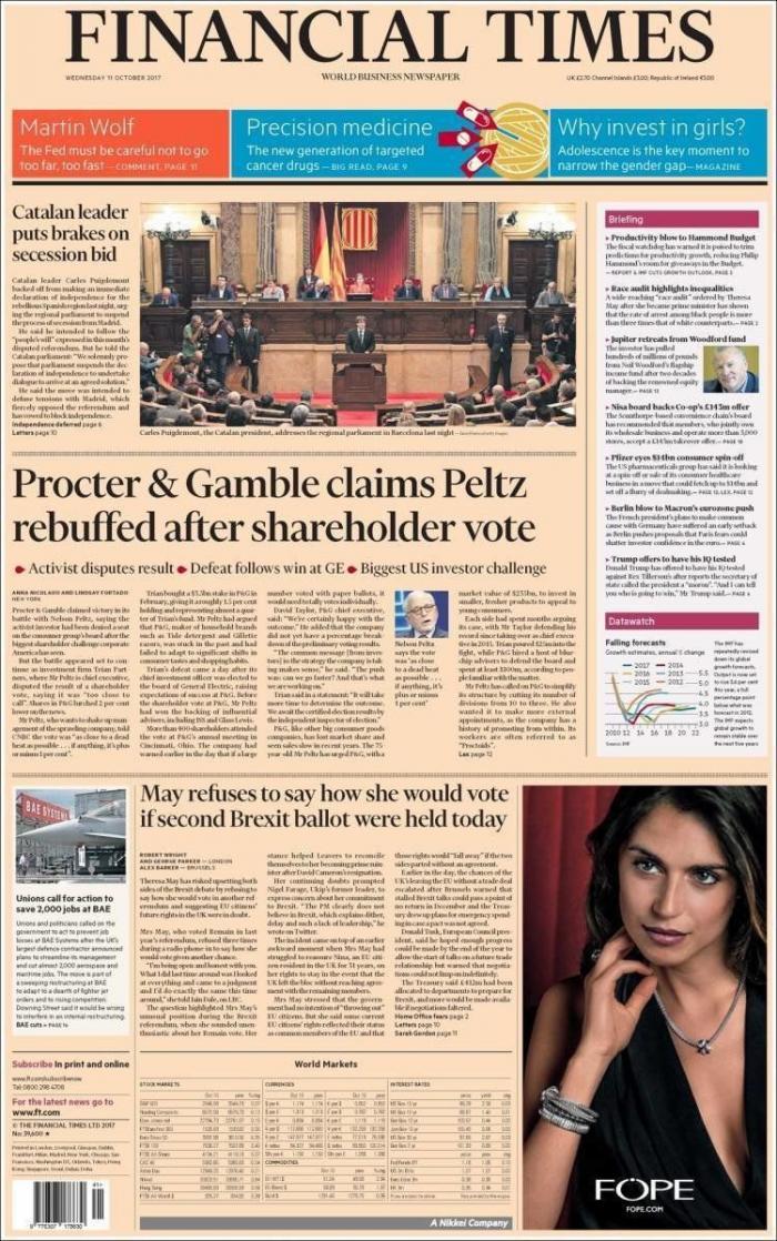 Así se ve en el mundo la declaración de independencia en suspenso de Cataluña