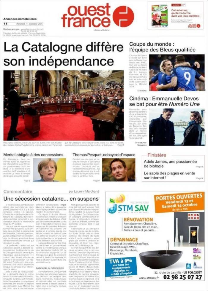 Así se ve en el mundo la declaración de independencia en suspenso de Cataluña