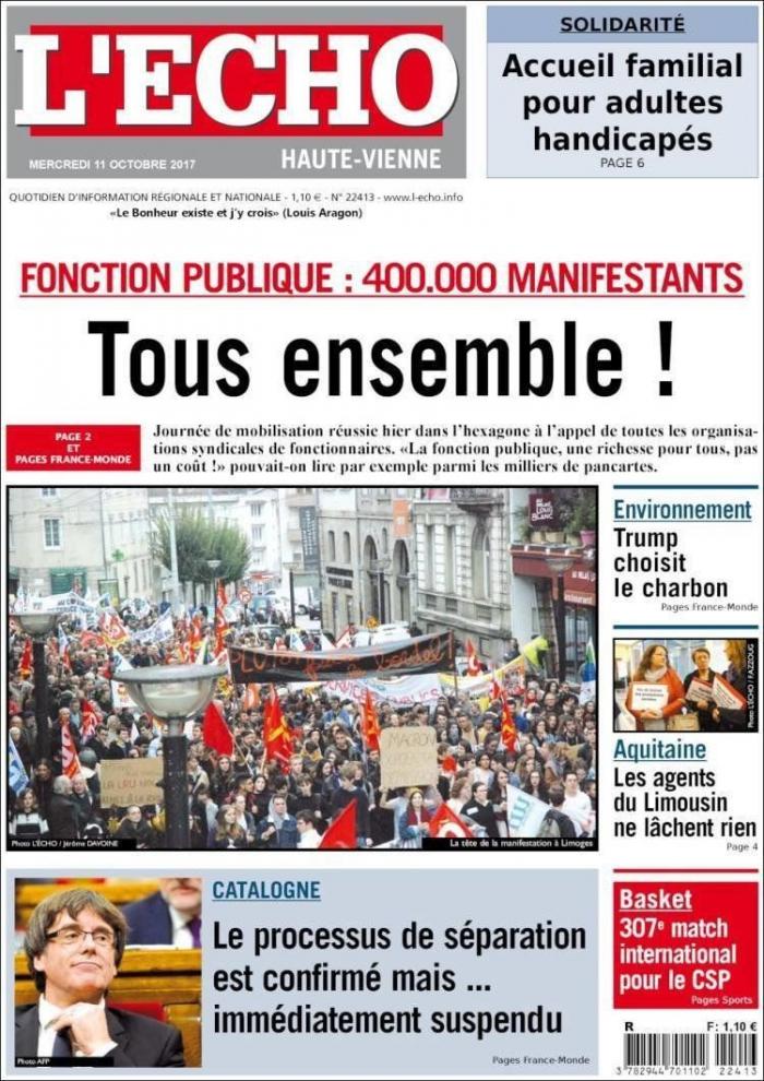 Así se ve en el mundo la declaración de independencia en suspenso de Cataluña