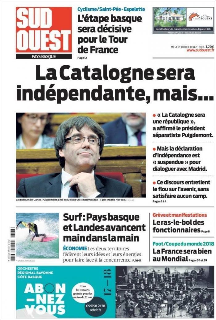 Así se ve en el mundo la declaración de independencia en suspenso de Cataluña